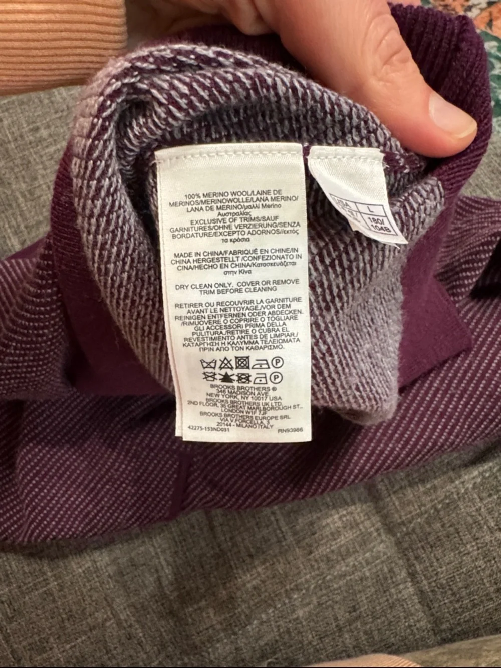 Brooks Brothers Extra Fine Merino Wool Quarter Zip Sweater Burgundy